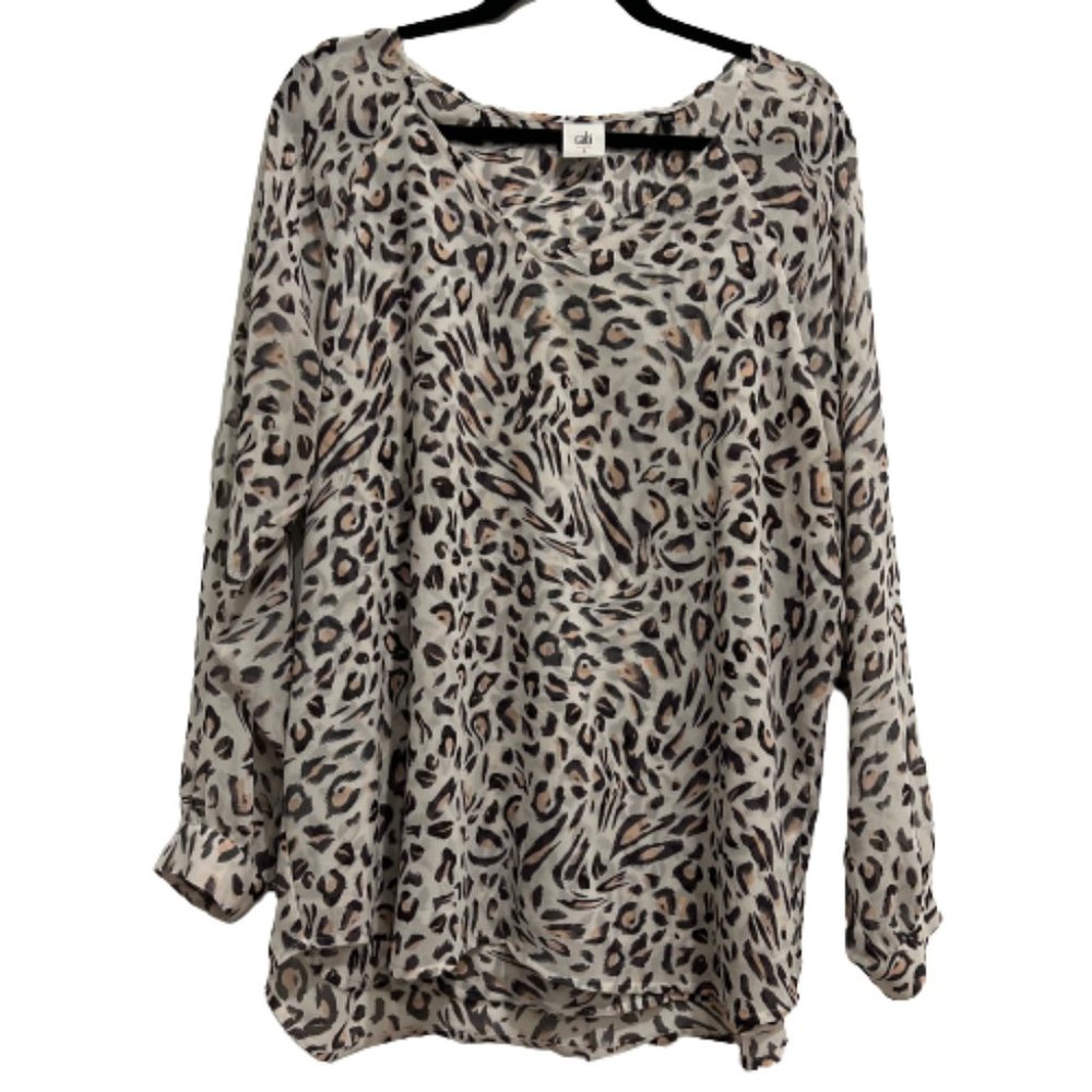 Cabi Glamour Leopard Print Blouse #5337 Women’s Size Large